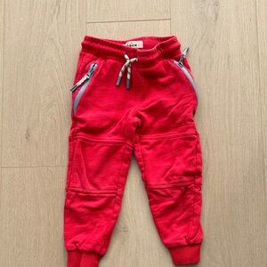 Mini Boden Red Kids Sweatpants with Blue Accents